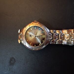 JF Silver-Tone Men's Watch with Gradient Dial